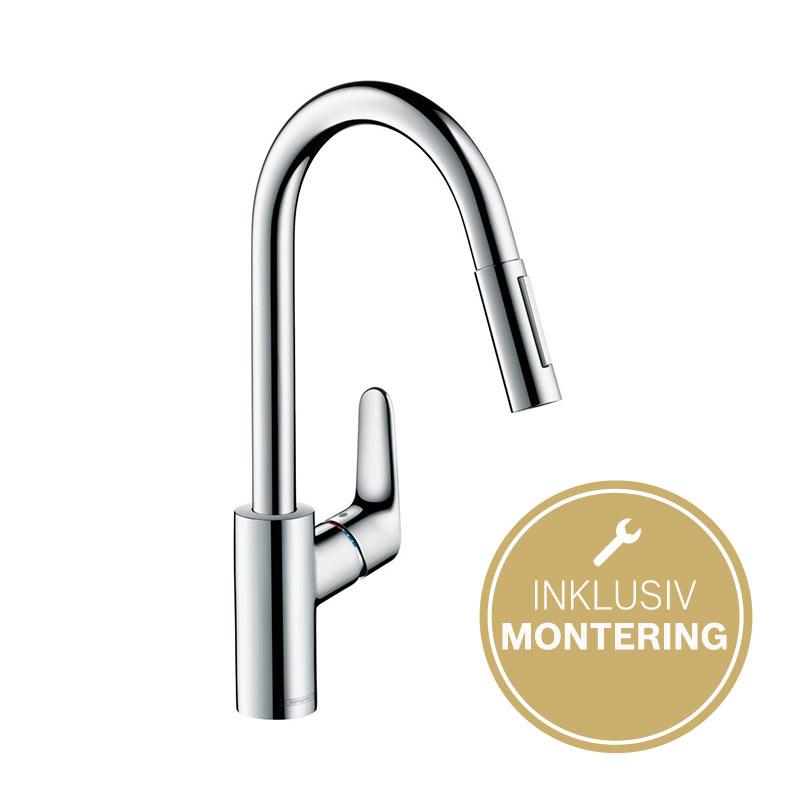 Hansgrohe Focus 240 køkkenarmatur m/udtrækstud, steel look Hansgrohe Focus 240 køkkenarmatur m/udtrækstud, steel look