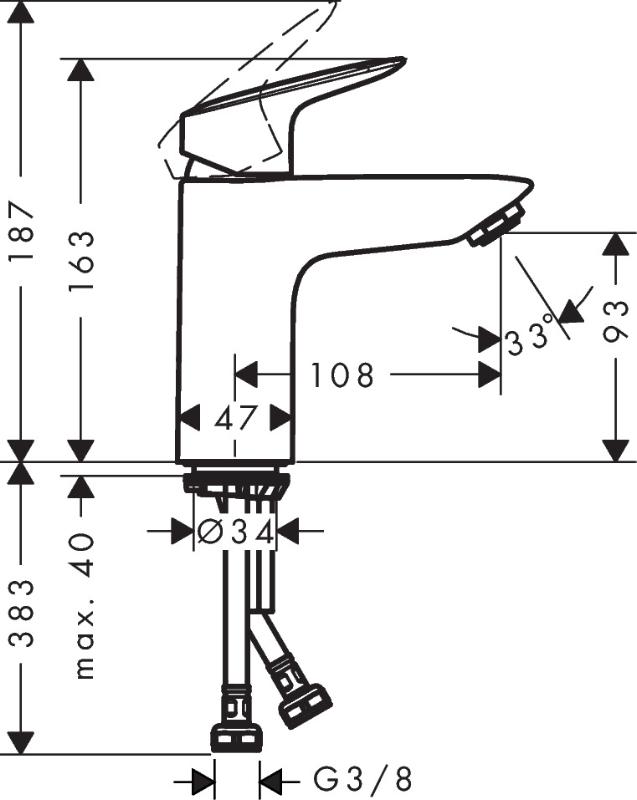 Hansgrohe Logis 100 håndvaskarmatur m/push up bundventil, krom Hansgrohe Logis 100 håndvaskarmatur m/push up bundventil, krom