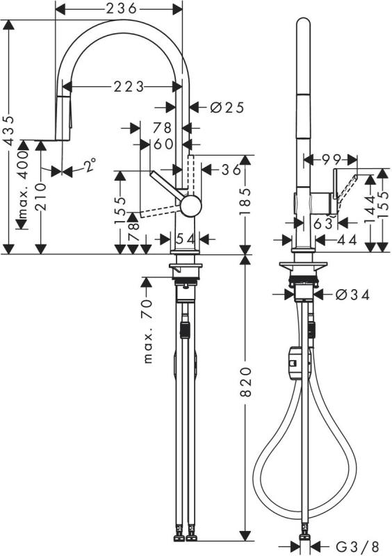 Hansgrohe Talis M54 køkkenarmatur m/udtrækstud, 2jet, krom Hansgrohe Talis M54 køkkenarmatur m/udtrækstud, 2jet, krom